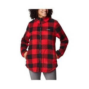 Columbia Women's West Bend Plaid Fleece Full Zip Jacket Black Red NWT Size M